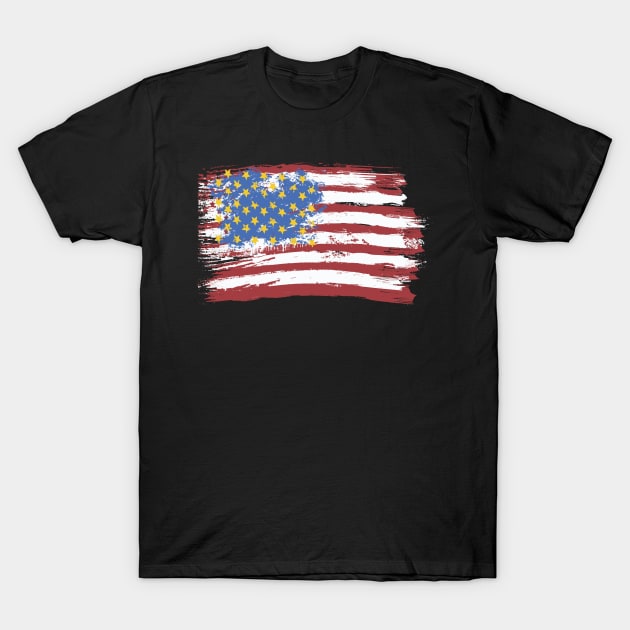 VINTAGE DISTRESSED AMERICAN USA FLAG Independence Day 4th of July Design T-Shirt by ejsulu